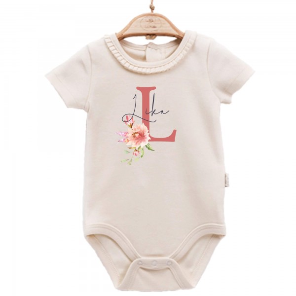 Baby Body kurzarm elegant Name Blume