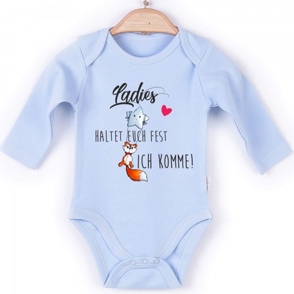 Baby Body Langarm blau Fuchs Ladies haltet euch