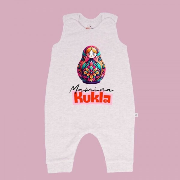 Matryoshka Strampler ohne Fuß hellgrau Mamina Kukla