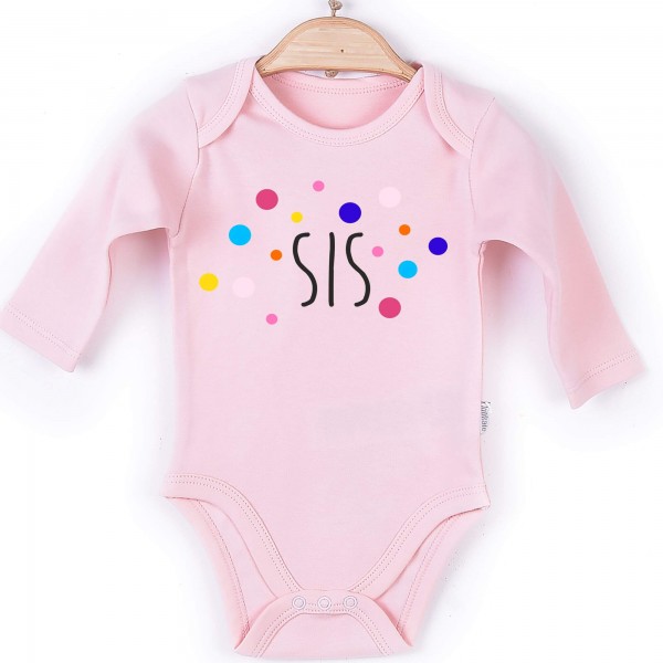 Baby Body Langarm rosa Spruch Sis Konfetti