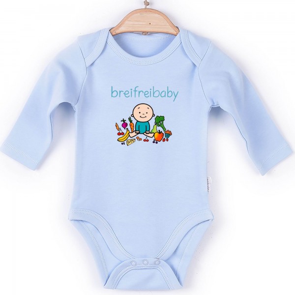 Baby Body Langarm blau Breifreibaby