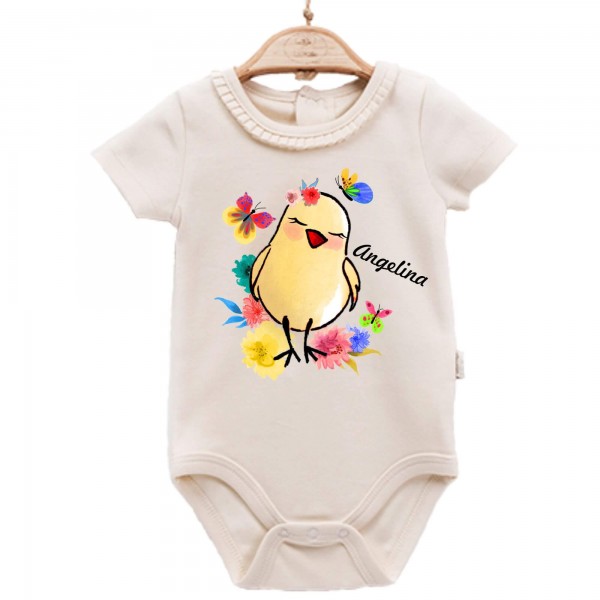 Baby Body kurzarm elegant Küken Name