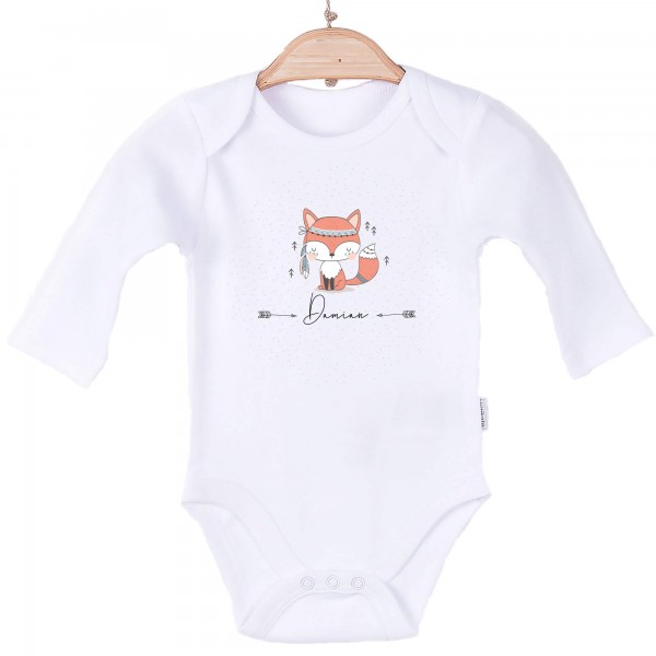 Baby Body Langarm weiß Name Boho Fuchs