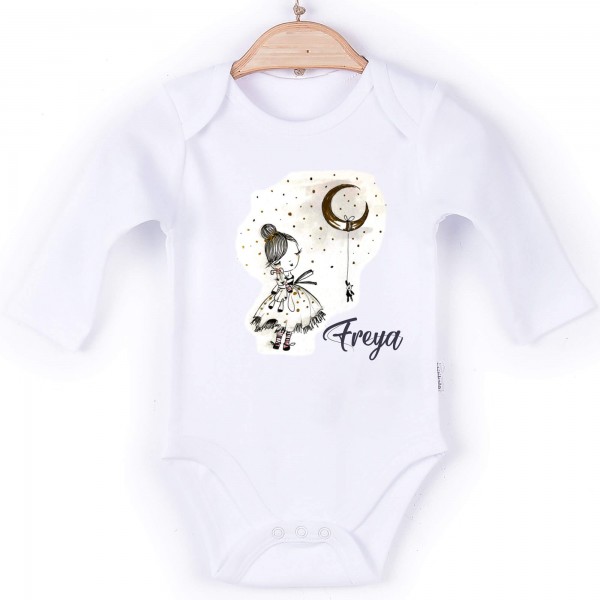 Baby Body Langarm weiß Prinzessin Name