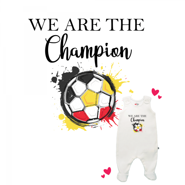 Strampler weiß mit Füßen We are the Champion Belgien