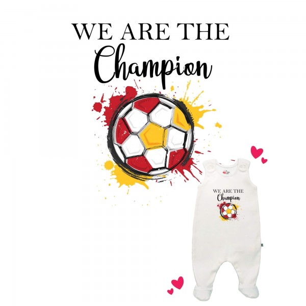 Strampler weiß mit Füßen We are the Champion Schweden