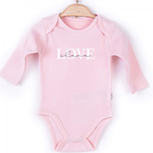 Baby Body Langarm rosa Love Name