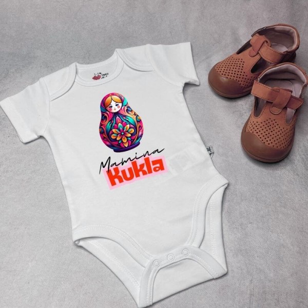 Matryoshka Baby Body kurzarm weiß Mamina Kukla Schlupfkragen