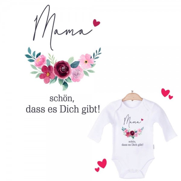 Baby Body langarm weiß Mama schön, dass