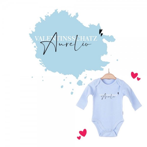 Baby Body langarm blau Valentinsschatz Name