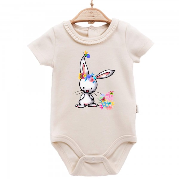 Baby Body kurzarm elegant Hase