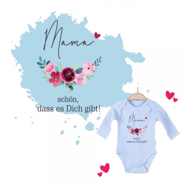 Baby Body langarm blau Mama schön, dass