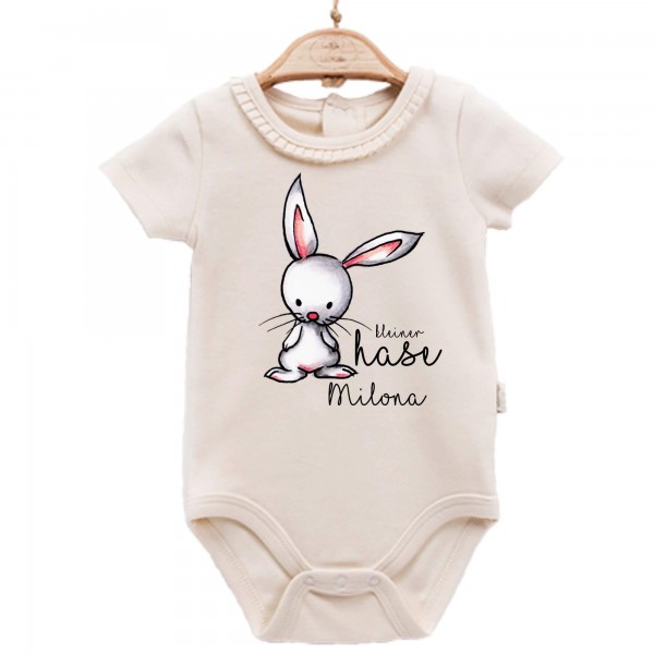 Baby Body kurzarm elegant kleiner Hase Name