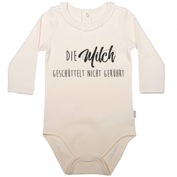 Baby Body Langarm elegant Spruch Milch geschüttelt