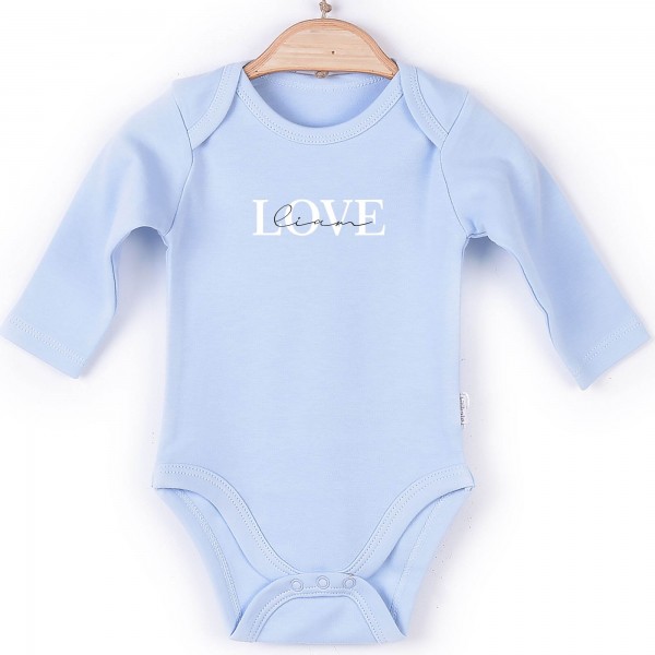 Baby Body Langarm blau Love Name