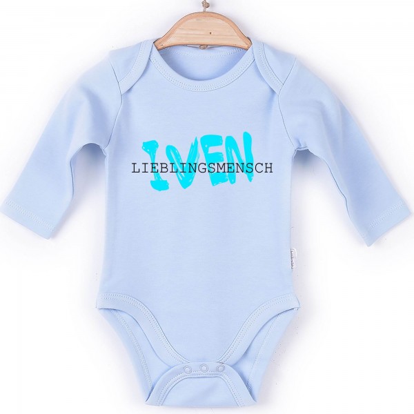 Baby Body Langarm blau Lieblingsmensch