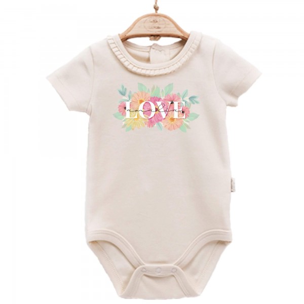 Baby Body kurzarm elegant Love Blumen Name