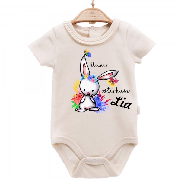 Baby Body kurzarm elegant kleiner Osterhase Name