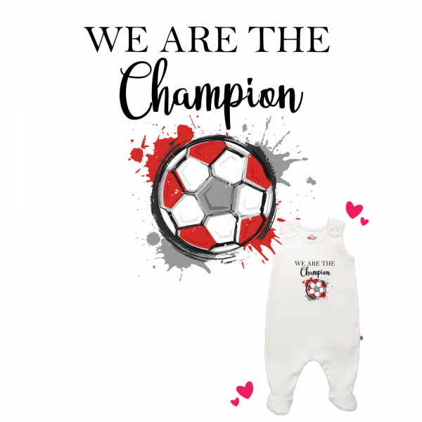 Strampler weiß mit Füßen We are the Champion Schweiz
