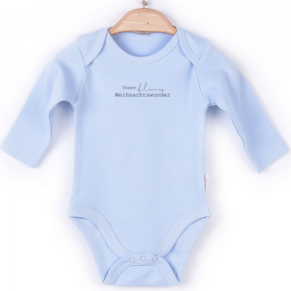 Baby Body Langarm blau Unser kleines Weihnachtswunder