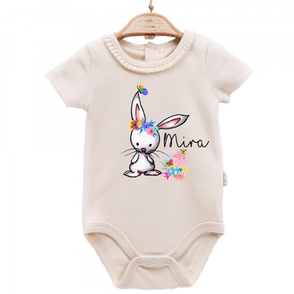 Baby Body kurzarm elegant Hase Name