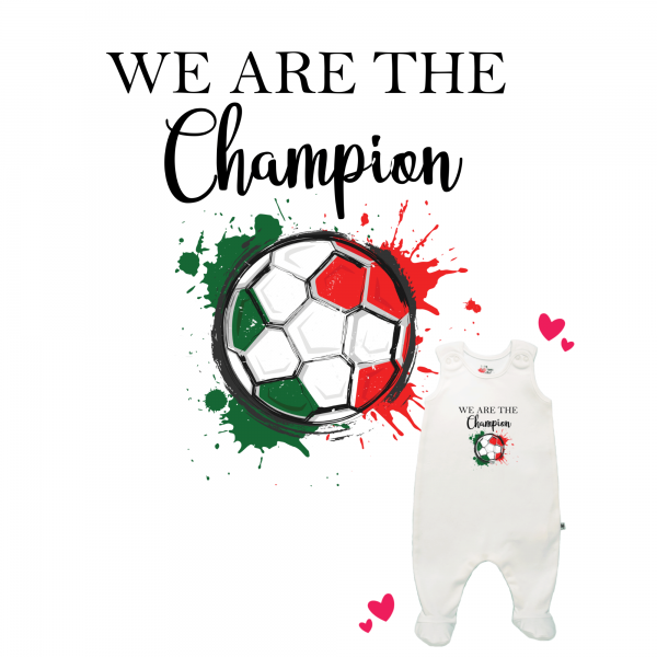 Strampler weiß mit Füßen We are the Champion Italien