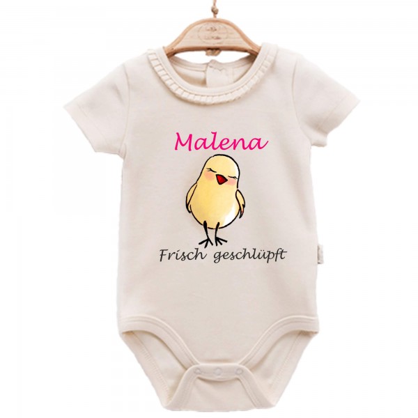 Baby Body kurzarm elegant Spruch Frisch geschlüpft