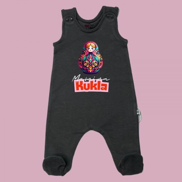 Strampler Matryoshka Mamina Kukla dunkelgrau mit Füße