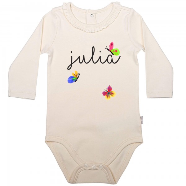 Baby Body Langarm elegant Schmetterling Name