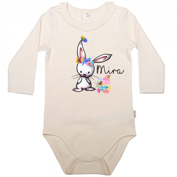 Baby Body Langarm elegant Hase Name