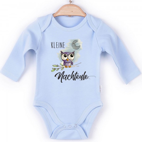 Baby Body Langarm blau kleine Nachteule