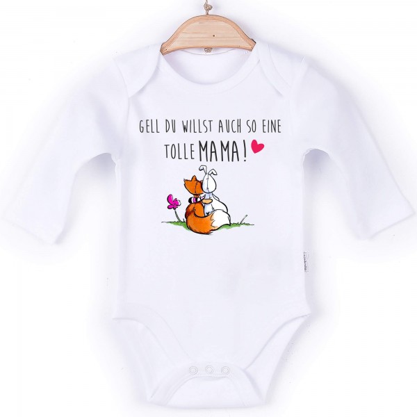 Baby Body Langarm weiß Fuchs tolle Mama