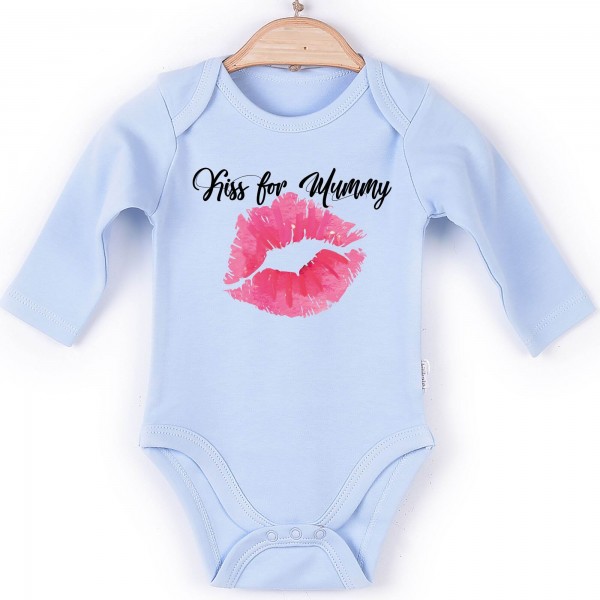 Baby Body Langarm blau Kiss for Mummy