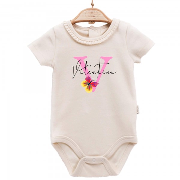 Baby Body kurzarm elegant Name Schmetterling