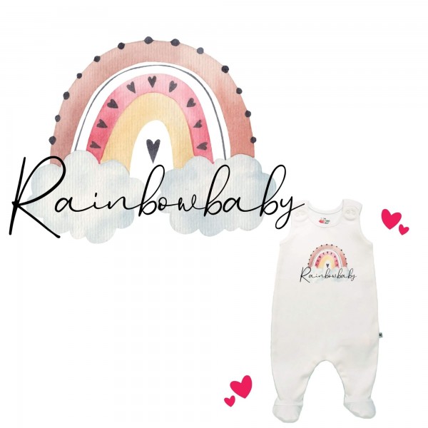 Strampler weiß mit Füßen Rainbowbaby