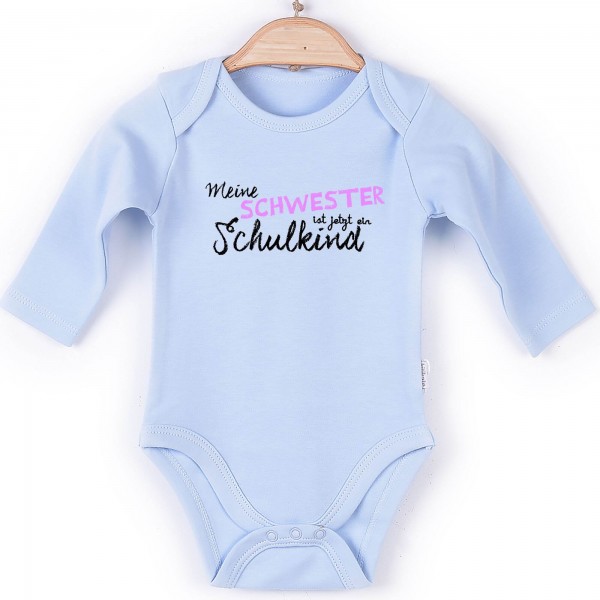 Baby Body Langarm blau Schwester Schulkind