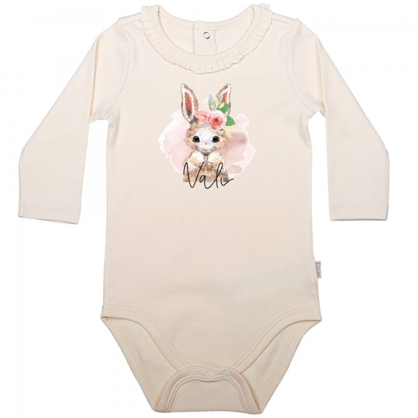 Baby Body langarm elegant Valentinas Hase Name