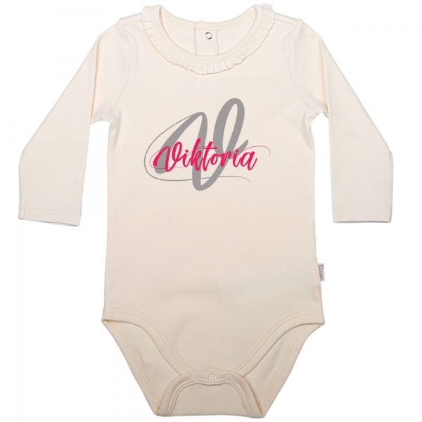 Baby Body Langarm elegant Initial-Name