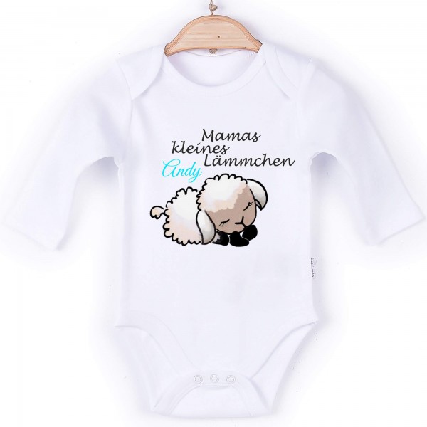 Baby Body Langarm weiß Mamas kleines Lämmchen