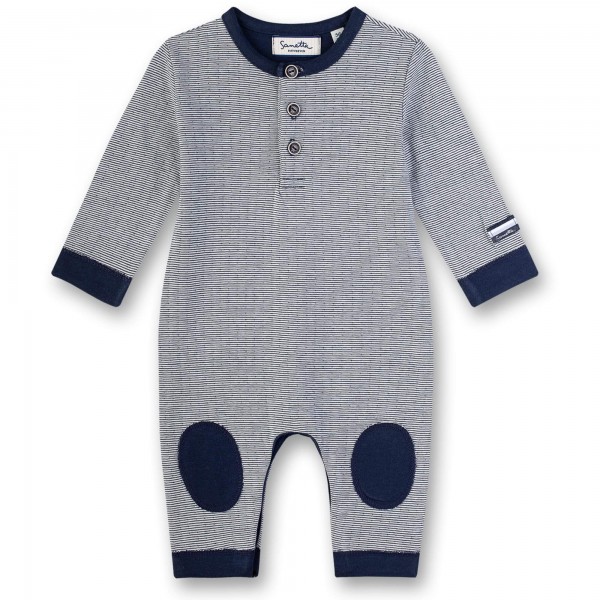 Sanetta Fiftyseven Baby Strampler ohne Füße gestreift blau