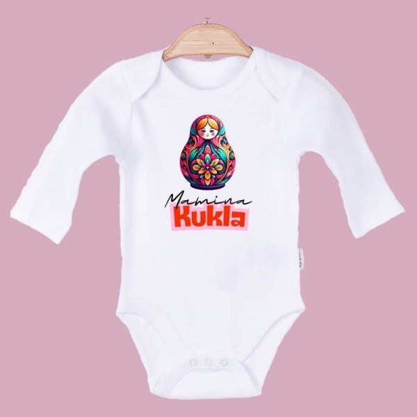 Matryoshka Baby Body Langarm weiß Mamina Kukla