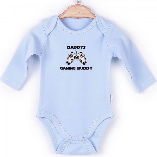 Baby Body langarm blau Daddys Gaming Buddy