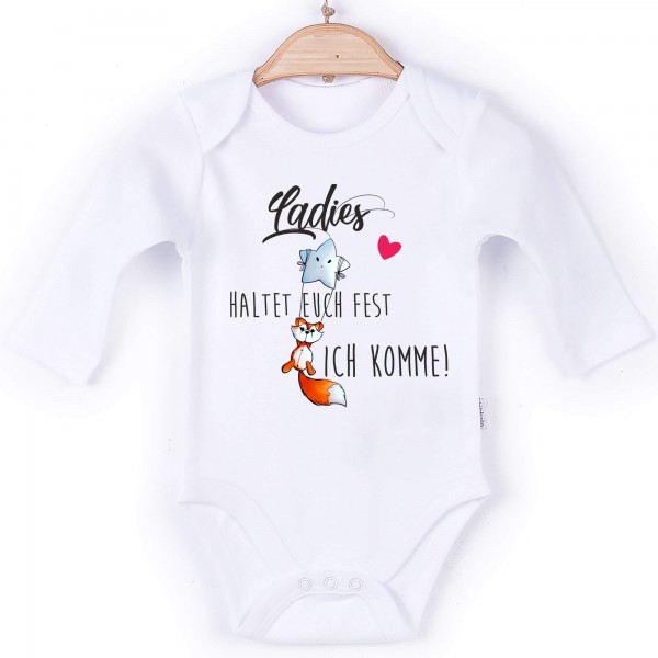 Baby Body Langarm weiß Fuchs Ladies haltet euch