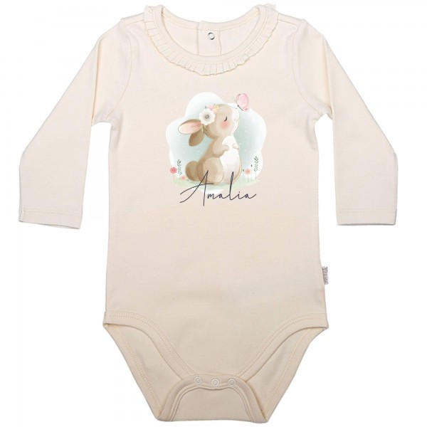 Baby Body langarm elegant Hase Schmetterling Name