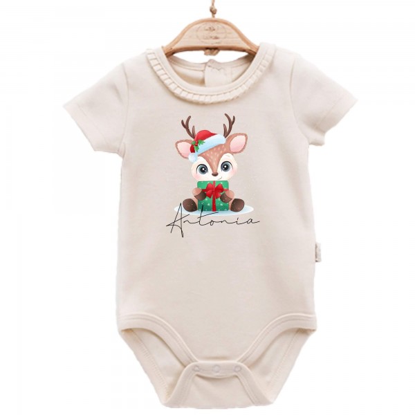 Baby Body kurzarm elegant Weihnachtsreh Name