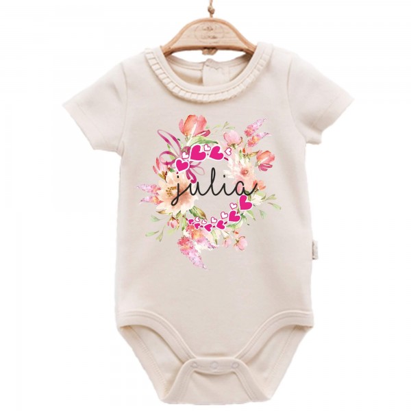 Baby Body kurzarm elegant Blume Name