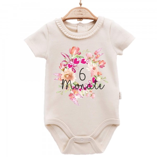 Baby Body kurzarm elegant Blume Monate