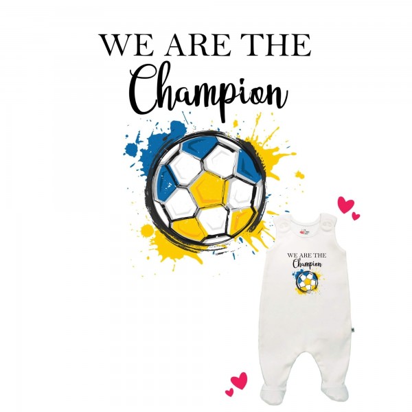 Strampler weiß mit Füßen We are the Champion Ukraine