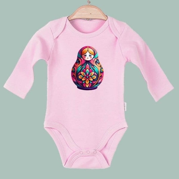 Matryoshka Baby Body Langarm rosa klassisch