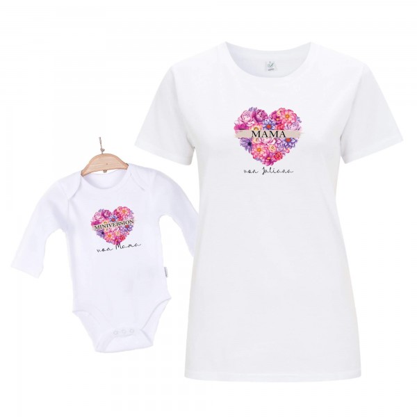 Baby Body Langarm weiß Blumenherz Muttertag Edition 2er Set